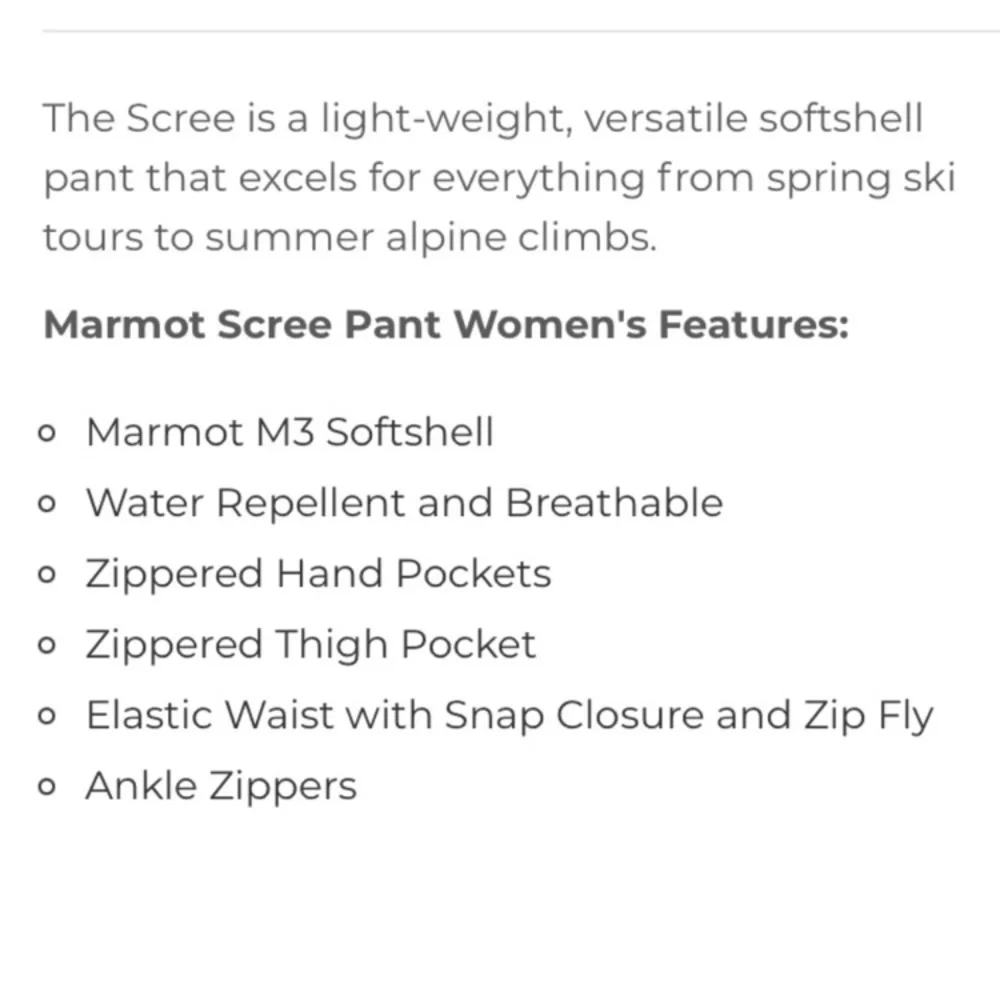 12.New Marmot Scree Soft shell Pant